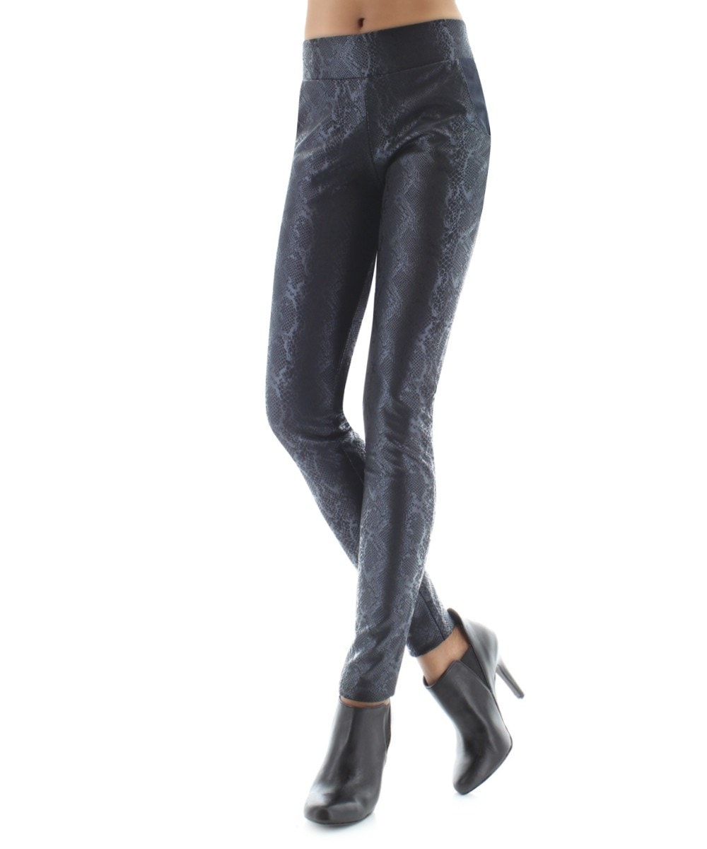 Sophisticated Metallic Snakeskin Leggings : Color: Black