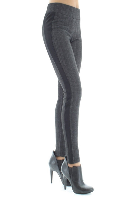 Herringbone Chic Wide Waistband Leggings : Color: Black