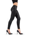 Chic & Elegant Glossy Floral Ornate Damask Leggings : Color: Black