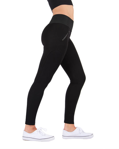 Ziptrack Dual Zipper Cotton Blend Leggings : Color: Black