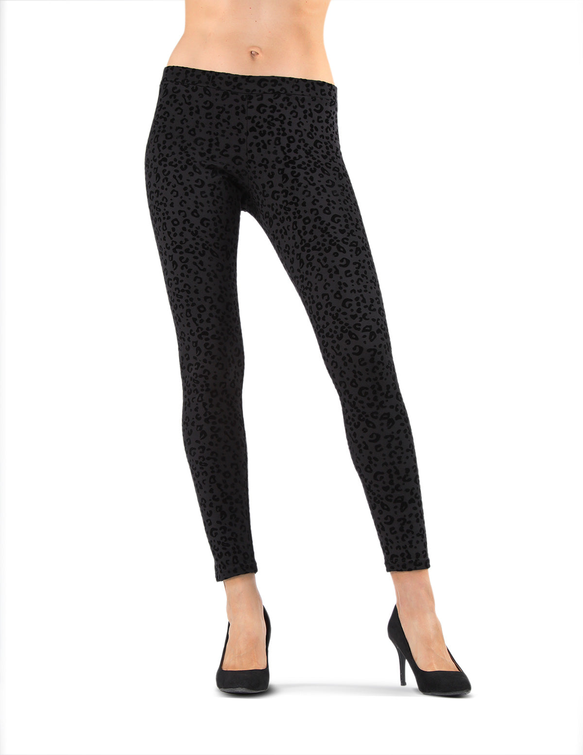 Leopard Crush Cotton Blend Leggings : Color: Black