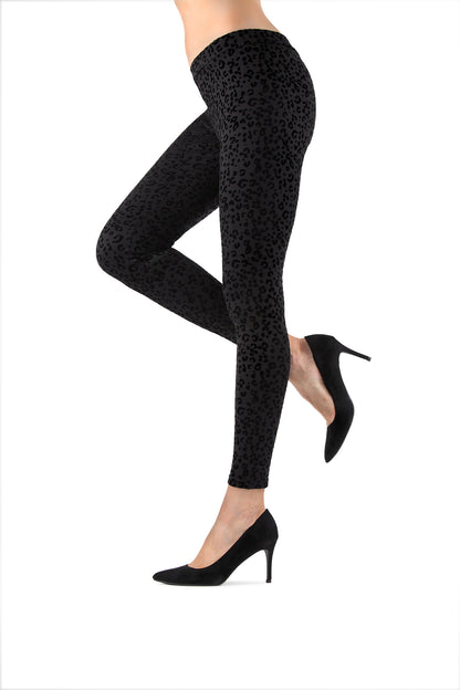 Leopard Crush Cotton Blend Leggings : Color: Black