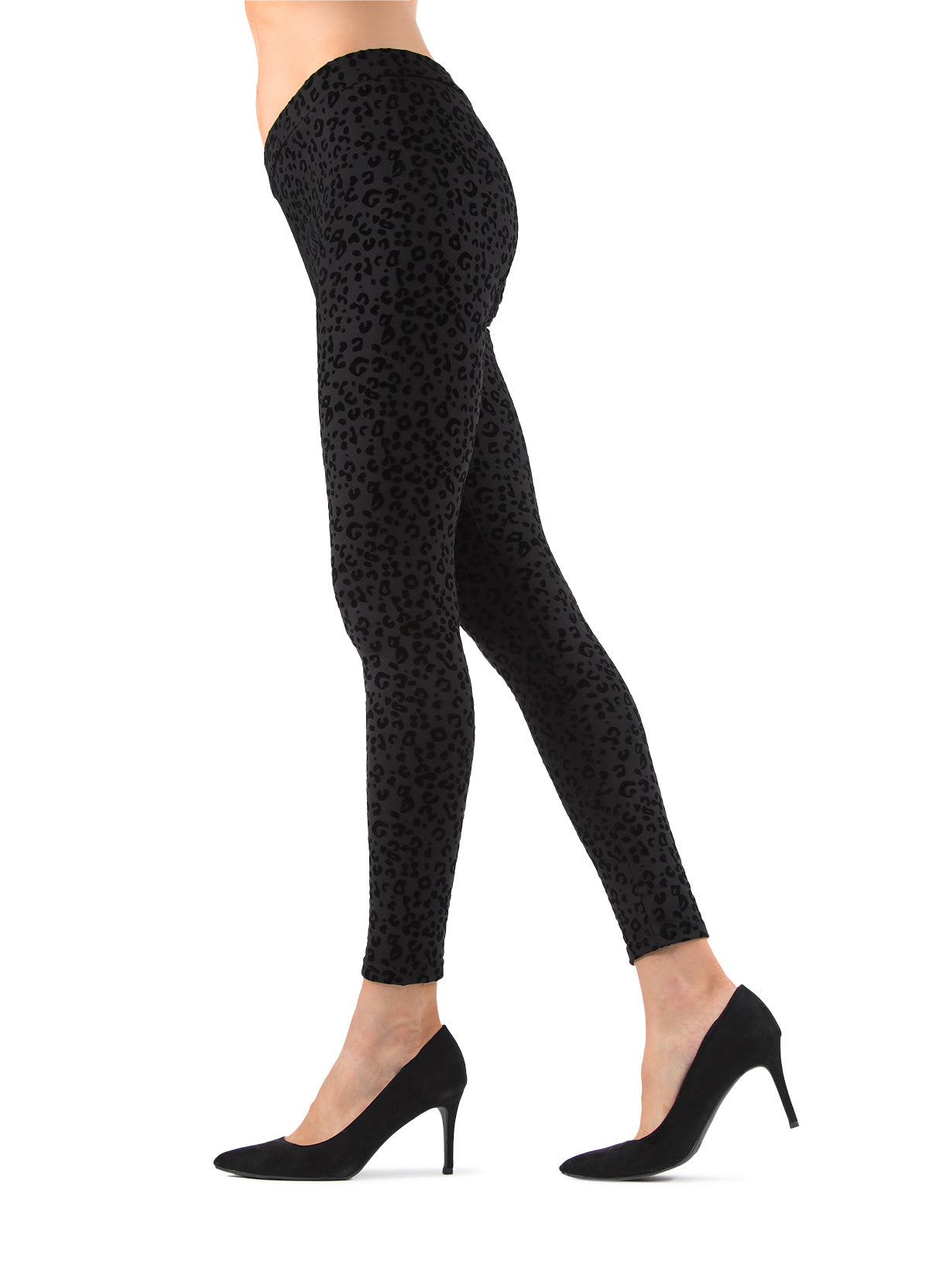 Leopard Crush Cotton Blend Leggings : Color: Black