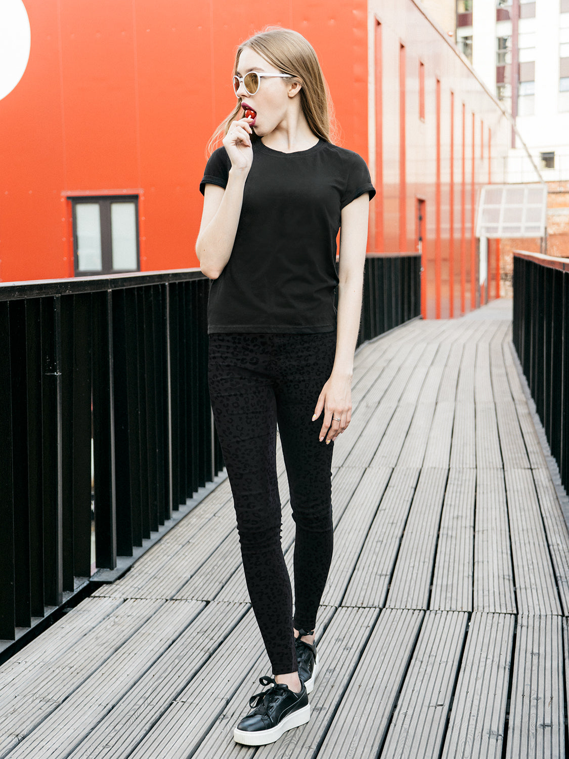 Leopard Crush Cotton Blend Leggings : Color: Black