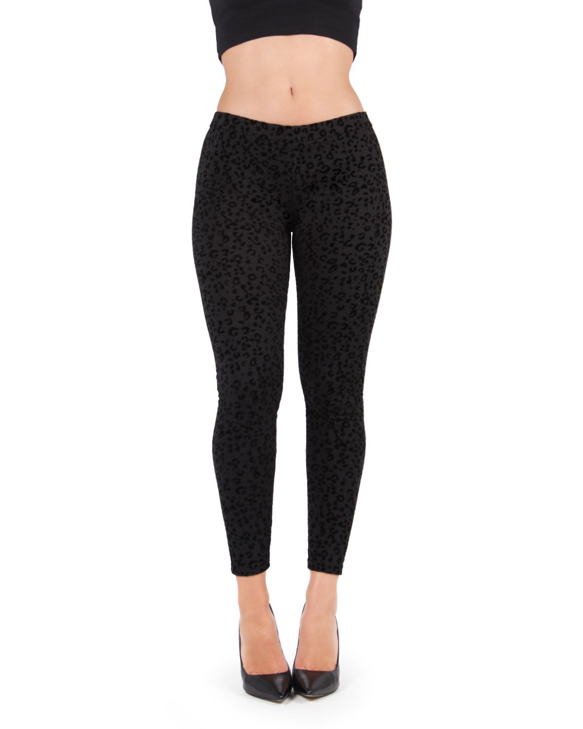 Leopard Crush Cotton Blend Leggings : Color: Black