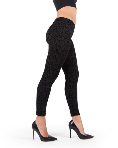 Leopard Crush Cotton Blend Leggings : Color: Black
