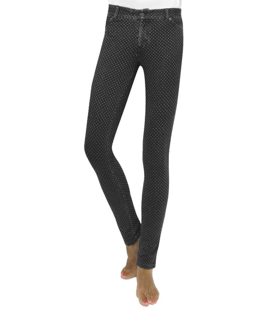 Tochka Dotted Cotton Blend Jean Leggings : Color: Black Denim