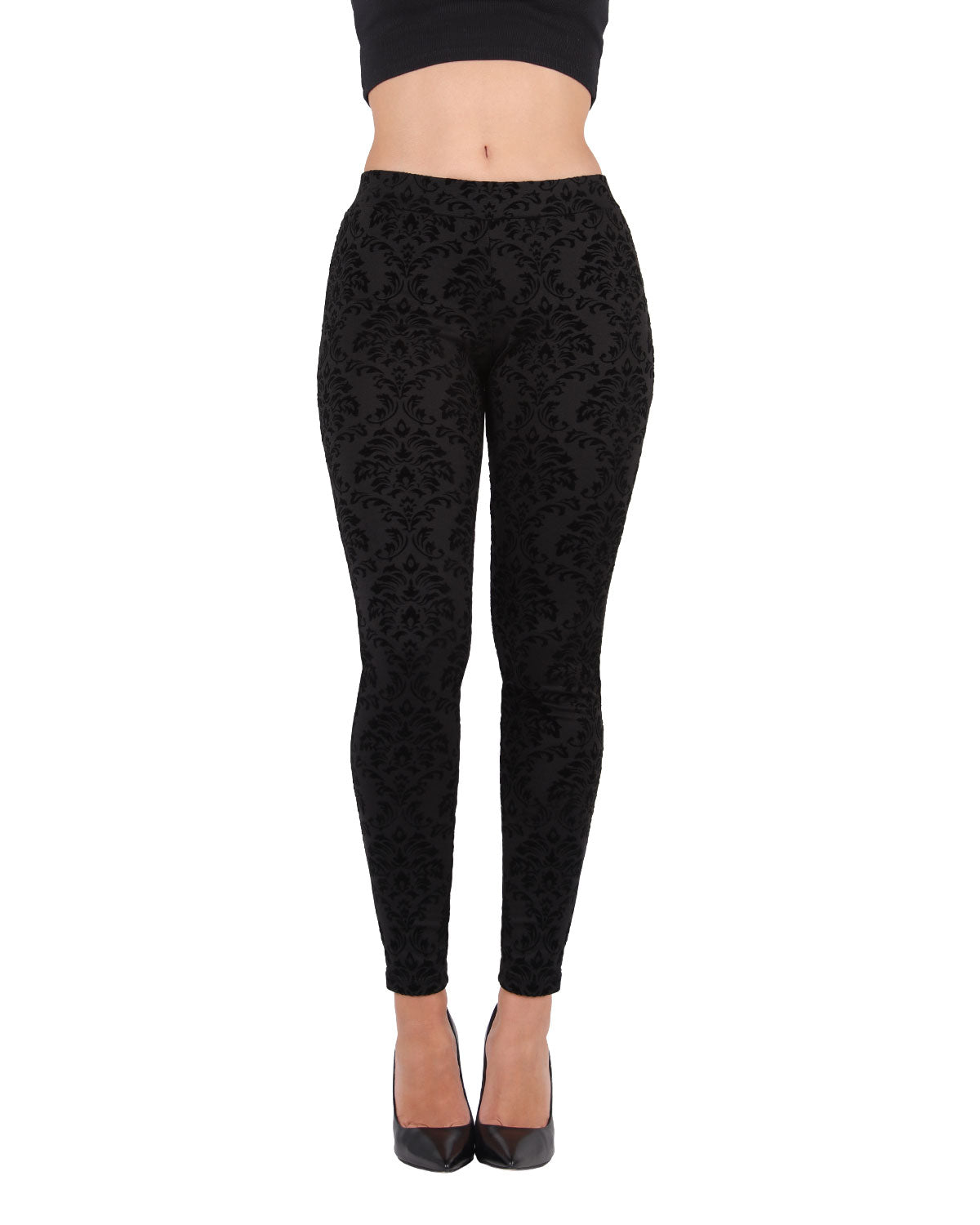Women's Velvet Glory Damask Leggings : Color: Black