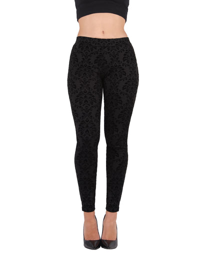 Women's Velvet Glory Damask Leggings : Color: Black