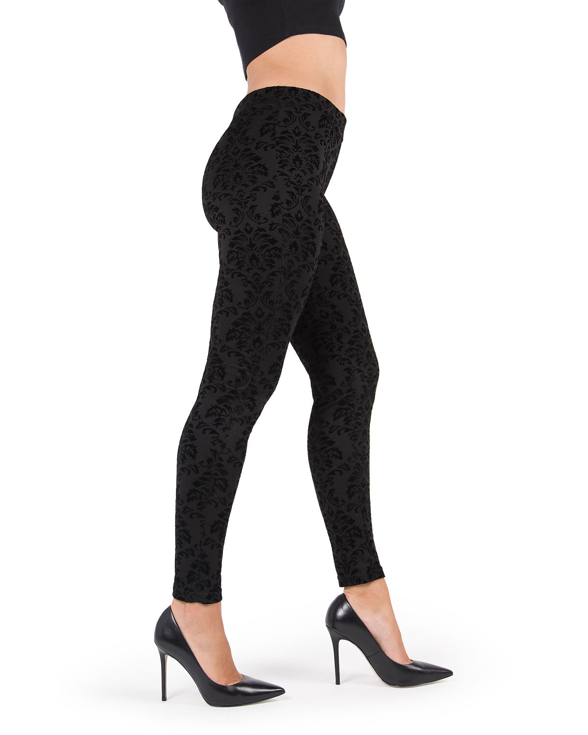 Women's Velvet Glory Damask Leggings : Color: Black