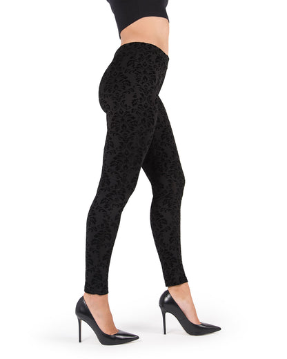 Women's Velvet Glory Damask Leggings : Color: Black