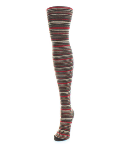 Stripesation Cotton Blend Sweater Tights : Color: Brown Heather