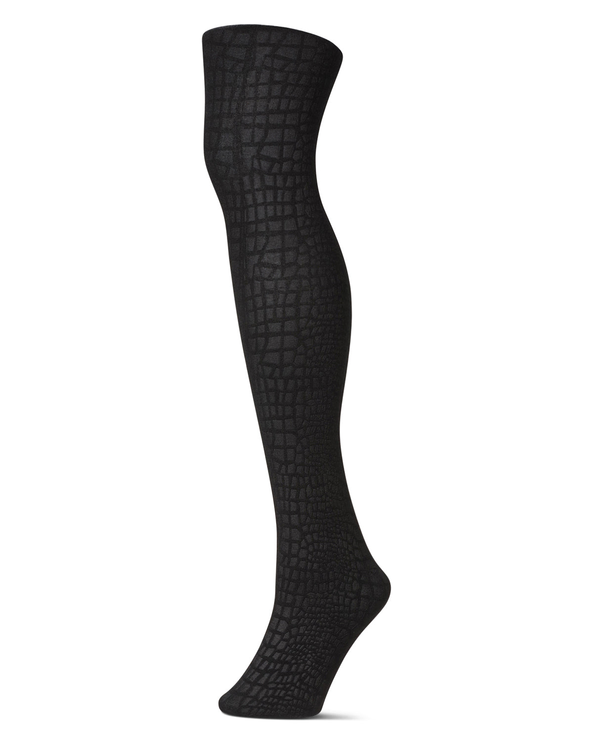 Women's Snakeskin Fleece Lined Opaque Winter Tights : Color: Black