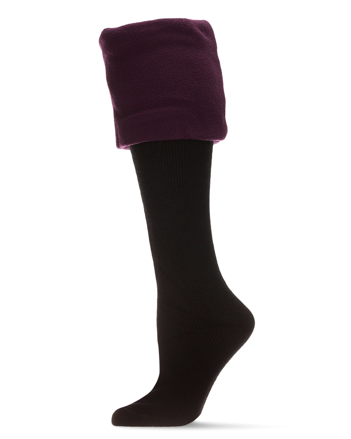 Extra Fuzzy Cuff Welly Boot Socks : Color: Acai