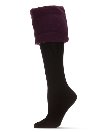 Extra Fuzzy Cuff Welly Boot Socks : Color: Acai