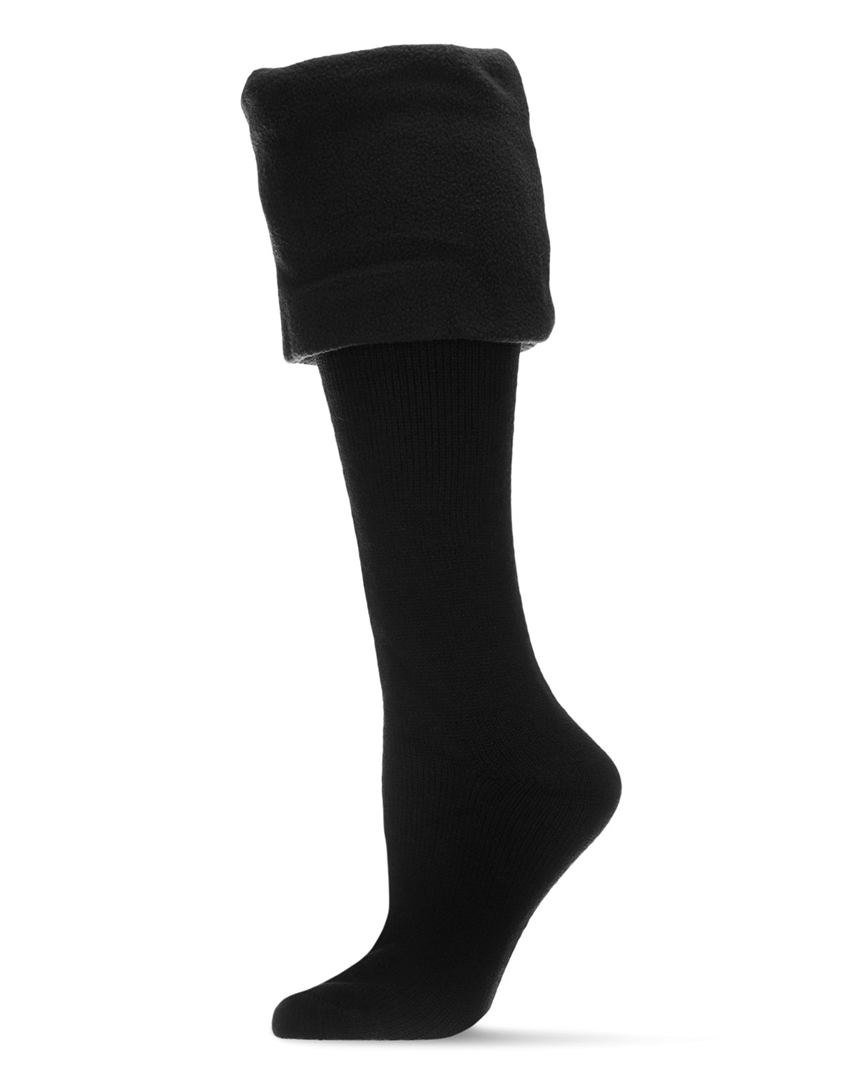 Extra Fuzzy Cuff Welly Boot Socks : Color: Black