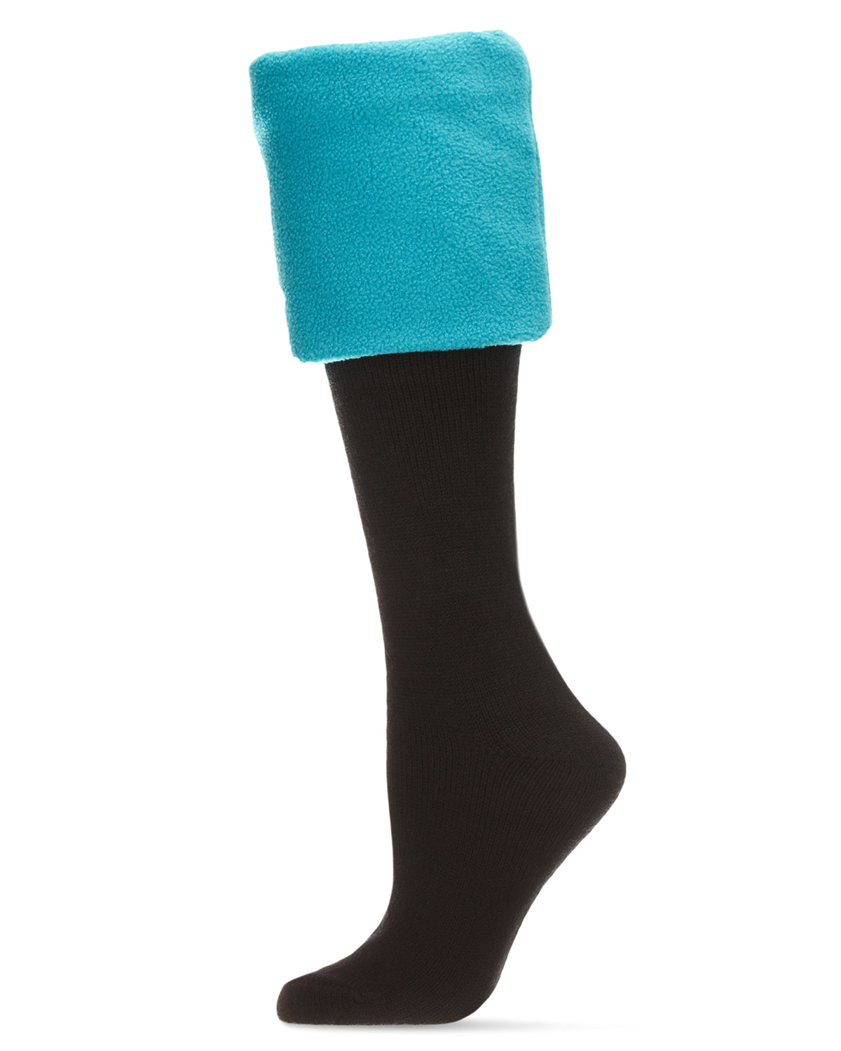 Extra Fuzzy Cuff Welly Boot Socks : Color: Blue Coral