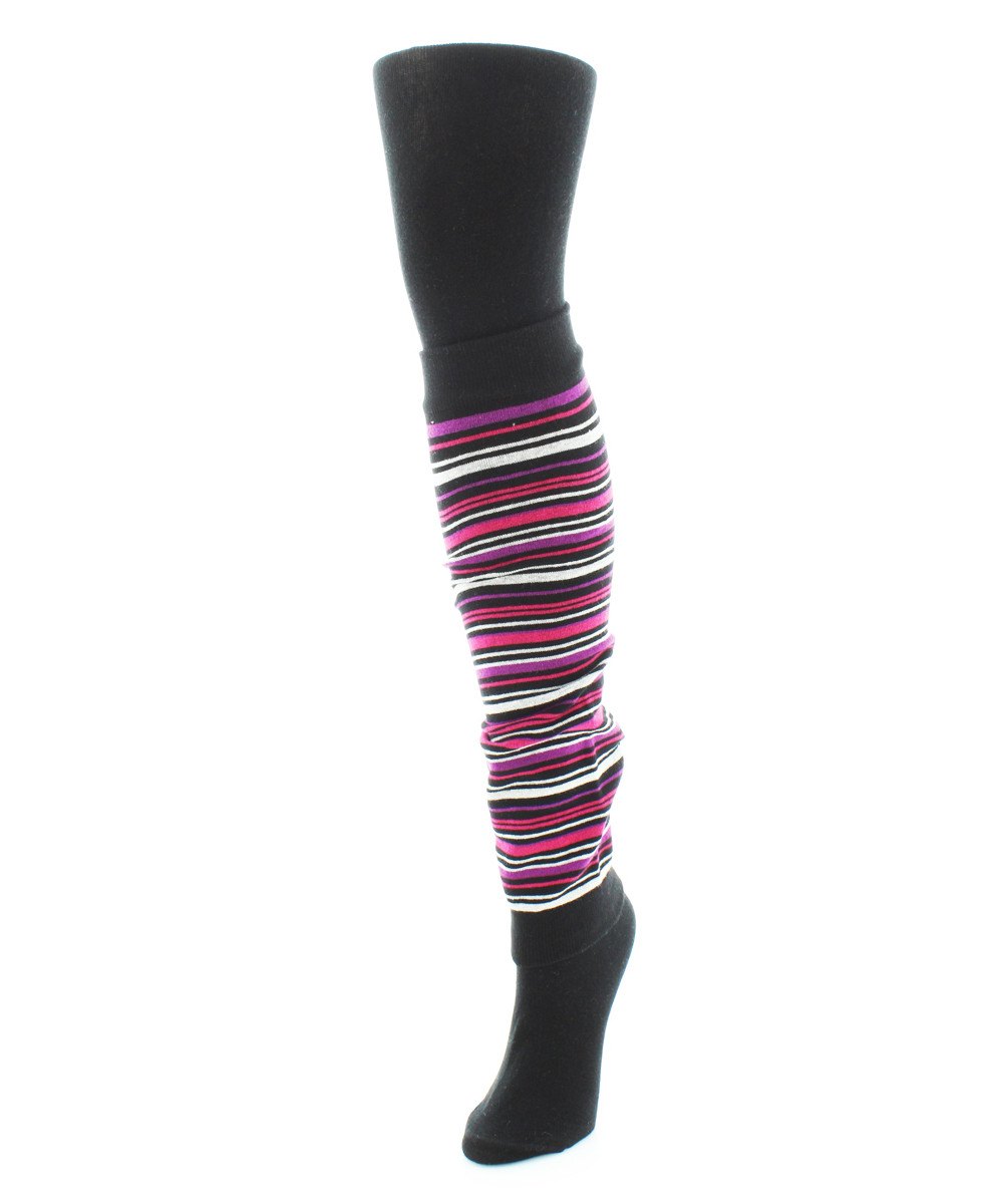 Stripesation Legwarmer/Flatknit Cotton Blend Sweater Tights : Color: Black/Black