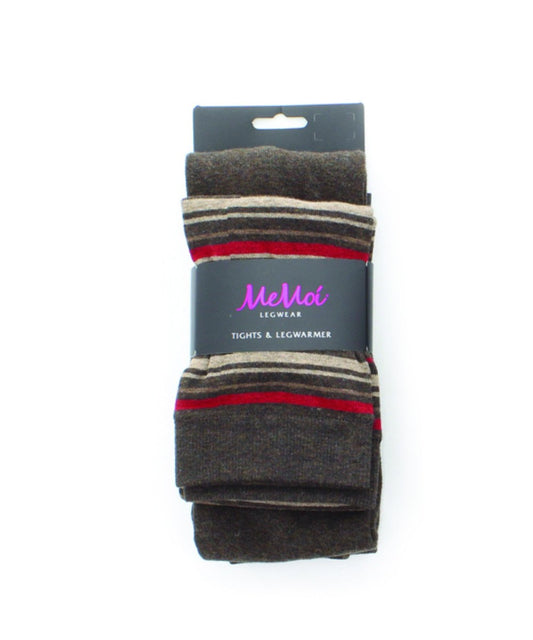 Stripesation Legwarmer/Flatknit Cotton Blend Sweater Tights : Color: Brown Heather/Brown Heather