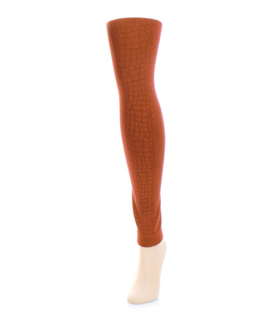 Women's Snakeskin Fleece Lined Footless Winter Tights : Color: Arabian Spice