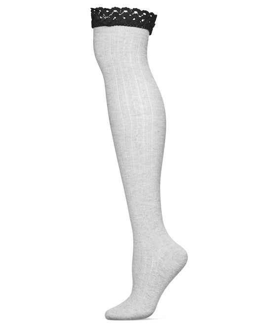 Clocking Cable Femme Over The Knee Warm Cotton Blend Socks : Color: Light Gray
