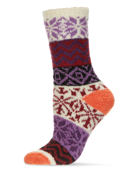 Snow Dazzle Geometric Cozy Crew Sock : Color: Acai