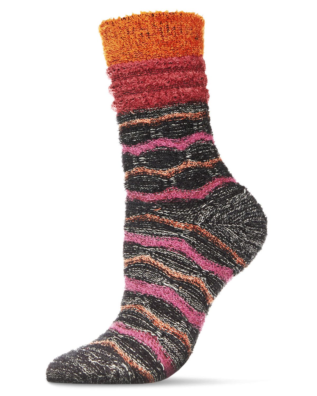 Women's Thick Chevronitty Cozy Crew Socks : Color: Black