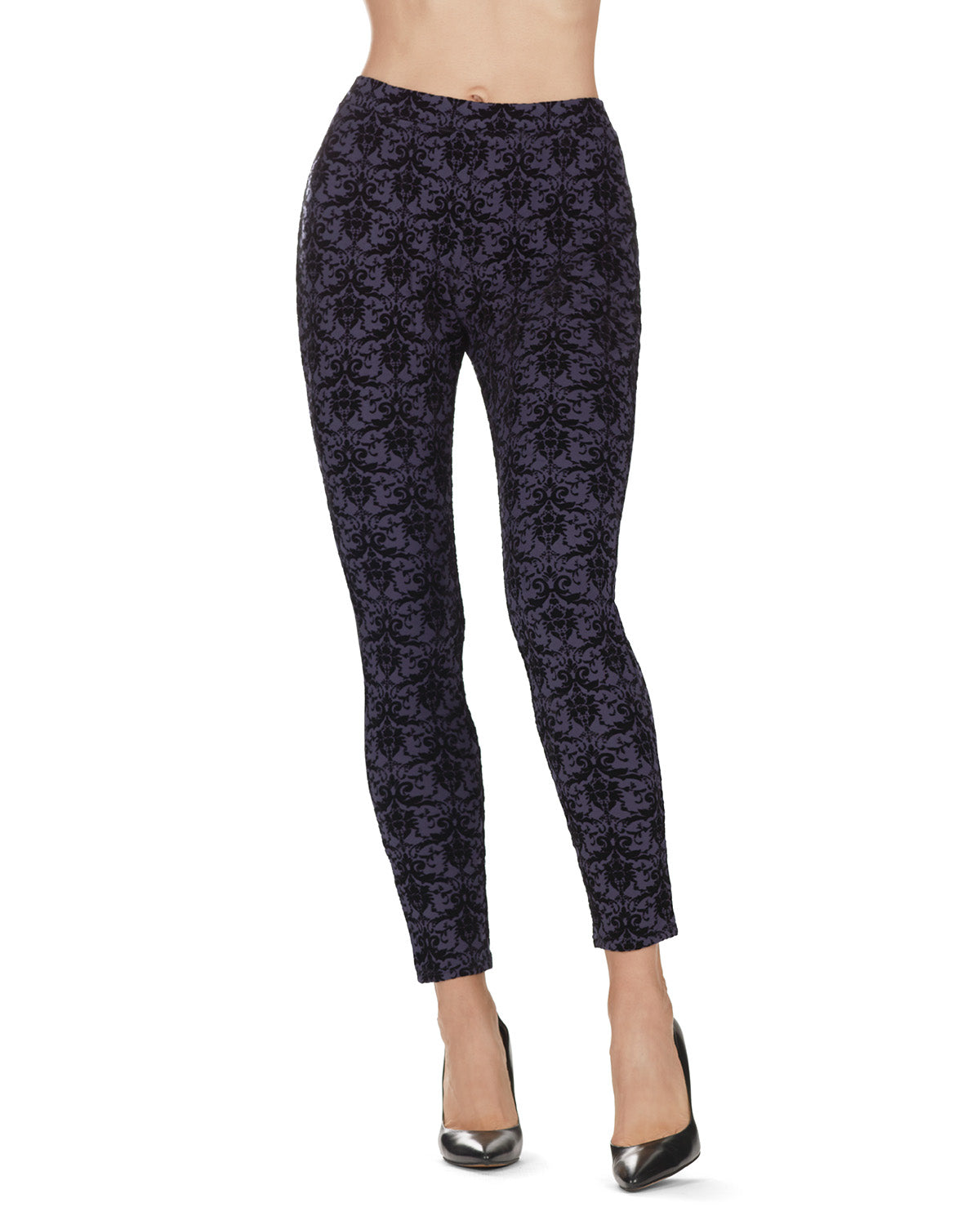 Women's Sahi Floral Damask Leggings : Color: Black/Blue