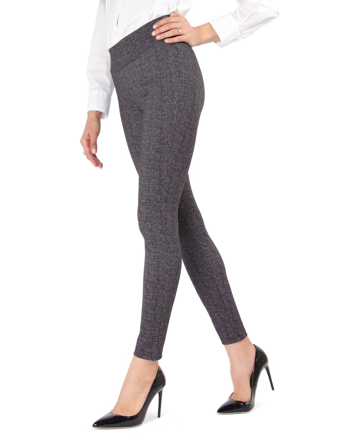 Heathered Tweed Shaping Leggings : Color: Black