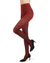 Diamond Pattern Swirl Cotton Blend Women's Sweater Tights : Color: Ketchup