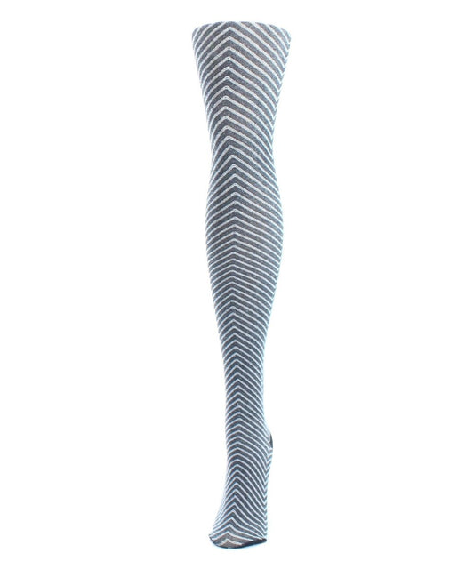 Chevron Knit Cotton Blend Sweater Tights : Color: Black