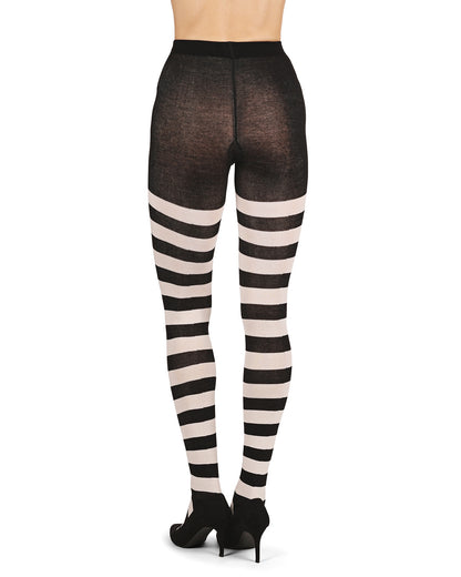 Grand Stripe Cotton Blend Sweater Tights : Color: Black