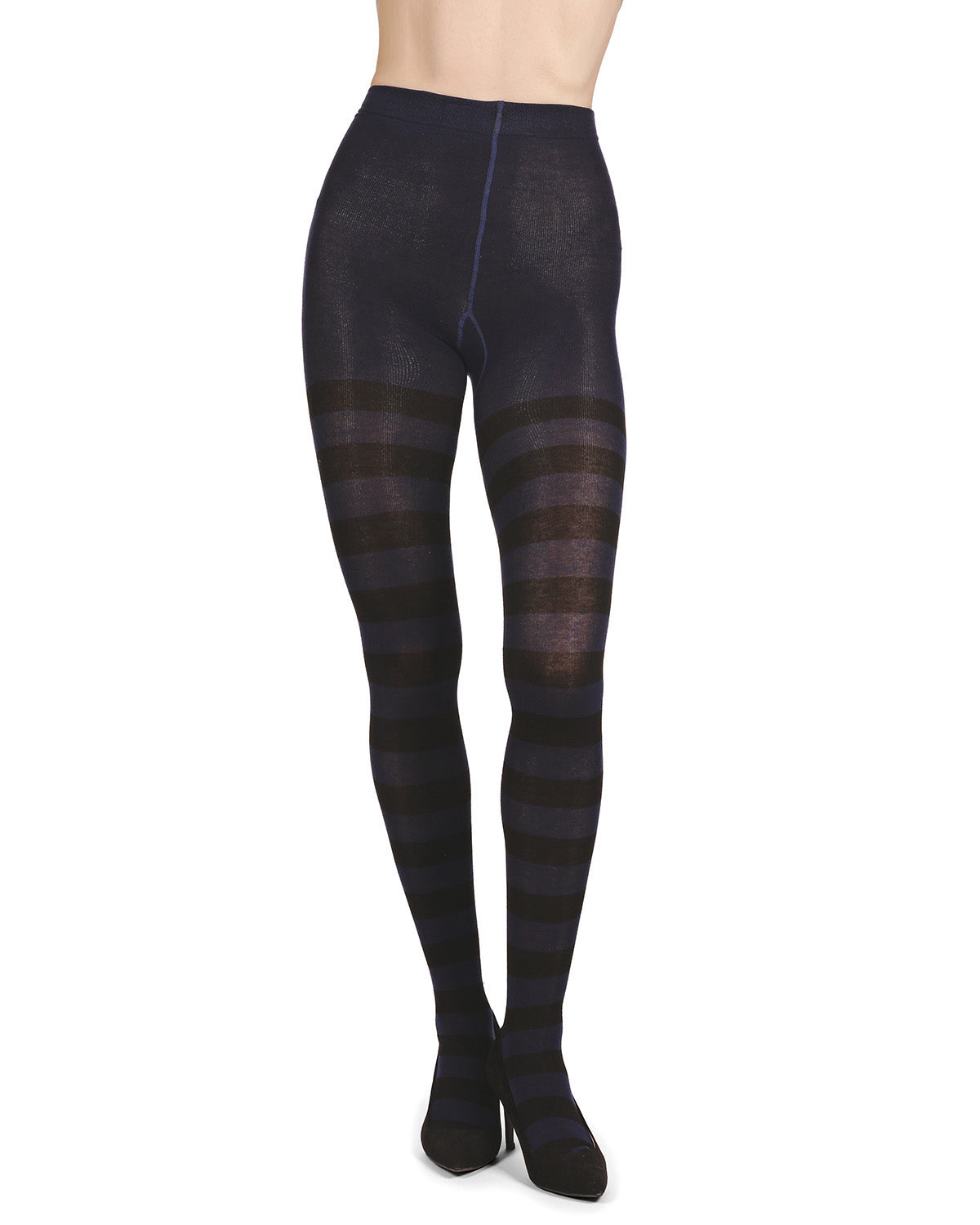 Grand Stripe Cotton Blend Sweater Tights : Color: Black