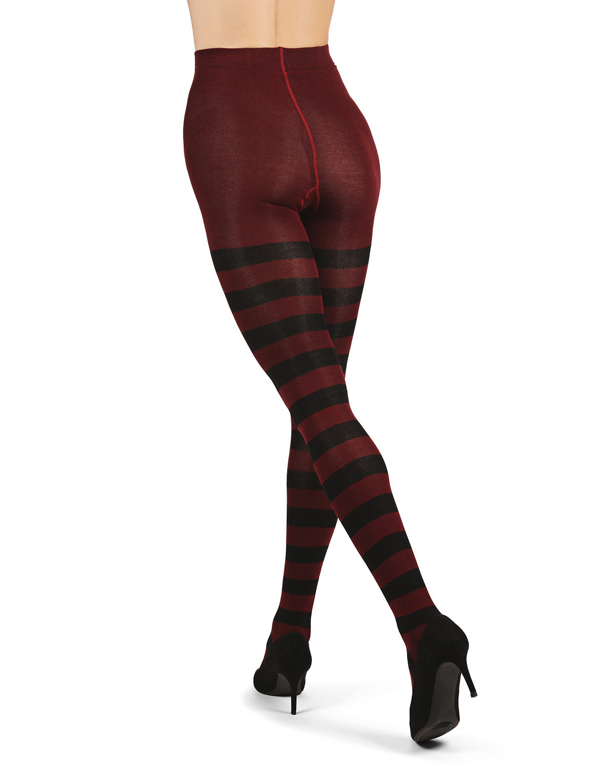 Grand Stripe Cotton Blend Sweater Tights : Color: Cabernet