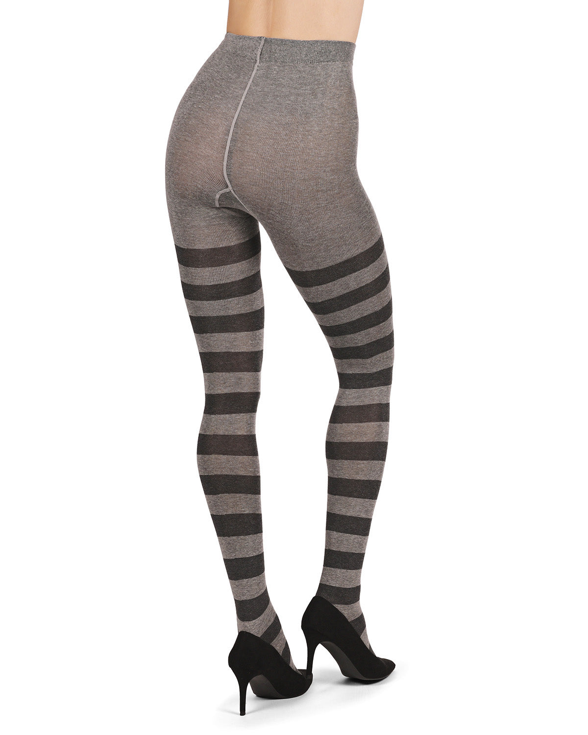 Grand Stripe Cotton Blend Sweater Tights : Color: Medium Gray Heather