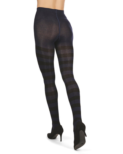 Grand Stripe Cotton Blend Sweater Tights : Color: Peacoat