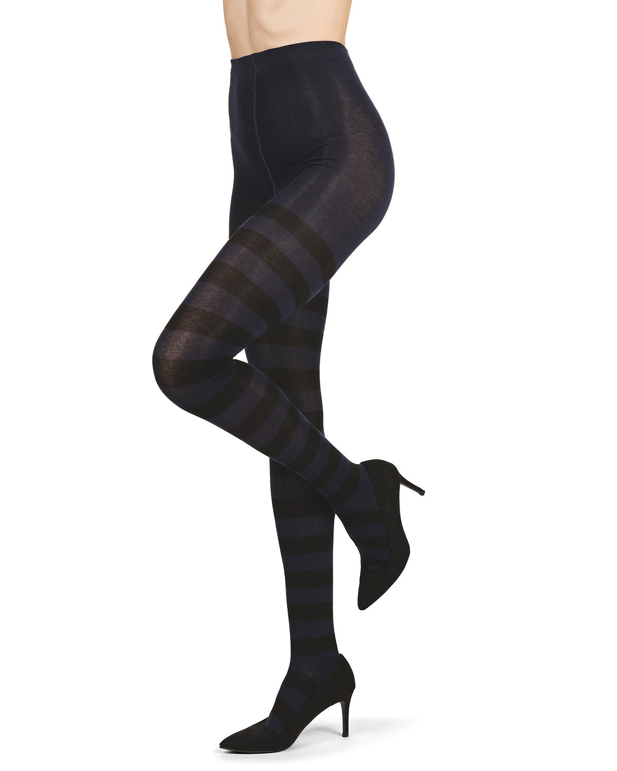 Grand Stripe Cotton Blend Sweater Tights : Color: Peacoat