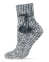 Textu Pom Ankle Length Thick Knit Lounge Socks : Color: Gray