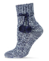 Textu Pom Ankle Length Thick Knit Lounge Socks : Color: Navy
