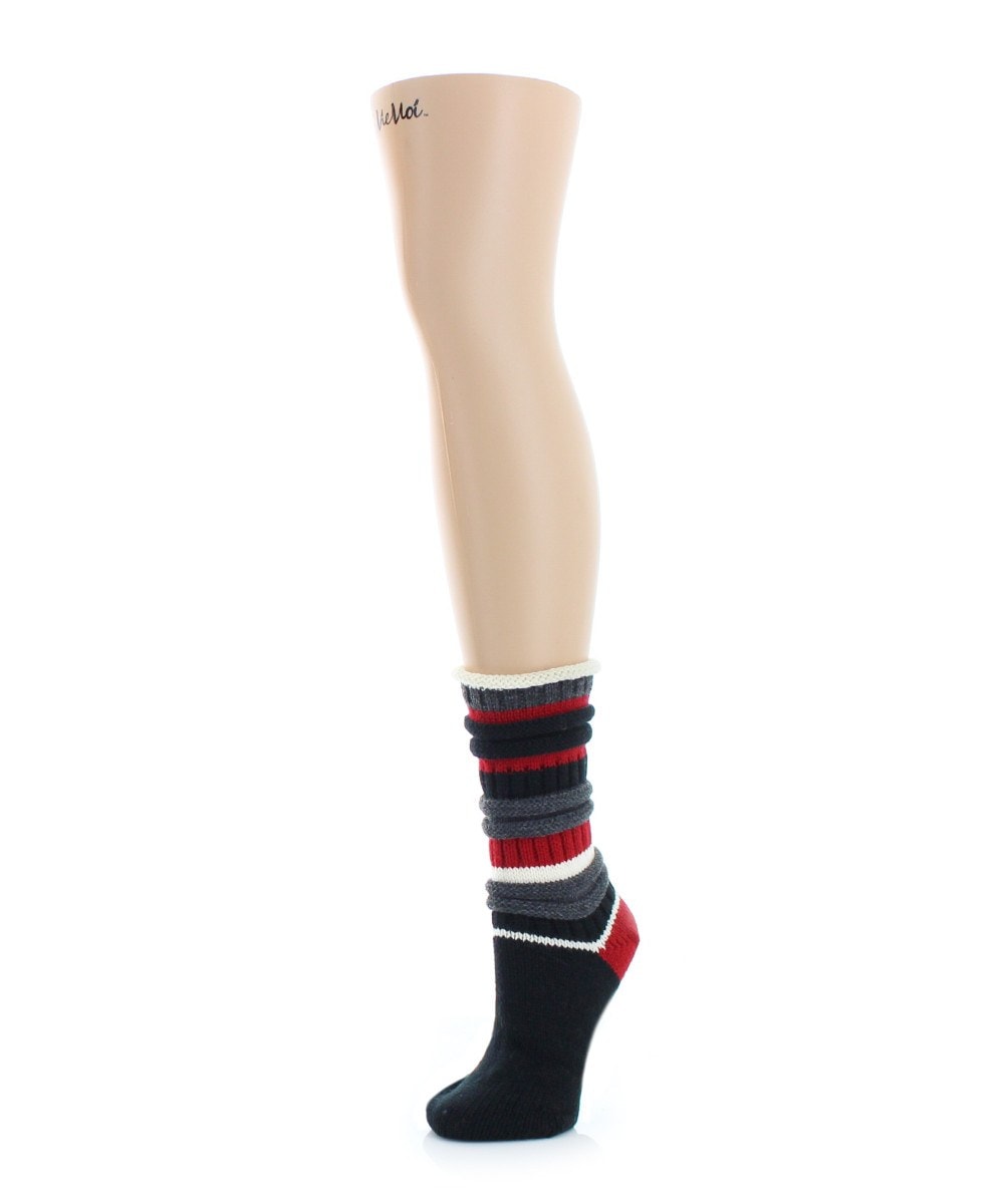 Band Tint Chunky Knit Striped Boot Socks : Color: Black