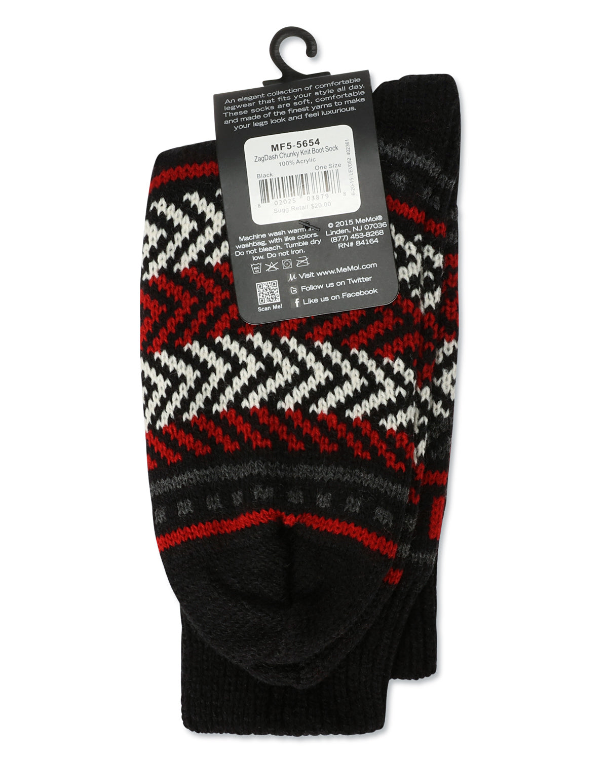 Zag Dash Chunky Knit Boot Socks : Color: Black
