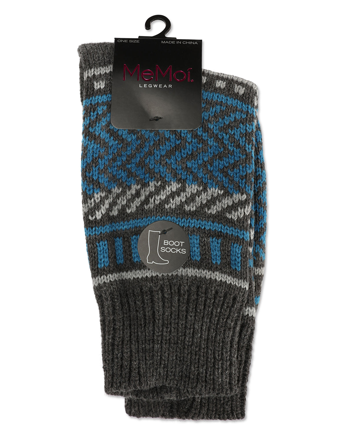 Zag Dash Chunky Knit Boot Socks : Color: Black