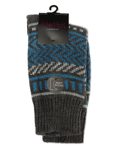 Zag Dash Chunky Knit Boot Socks : Color: Black
