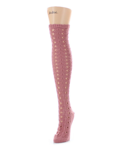 Linear Loop Chunky Knit Over The Knee Warm Socks : Color: Clay Pink