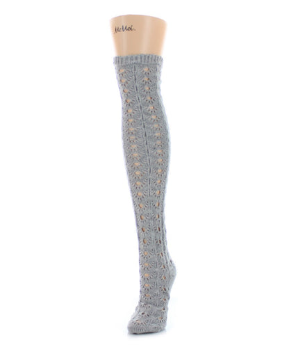 Linear Loop Chunky Knit Over The Knee Warm Socks : Color: Medium Gray Heather