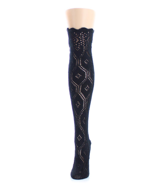 Droop Loop Chunky Knit Over The Knee Socks : Color: Black