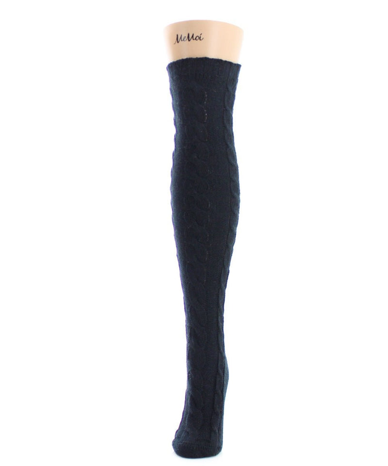 MeMoi Twist Cable Chunky Knit Over The Knee Sock