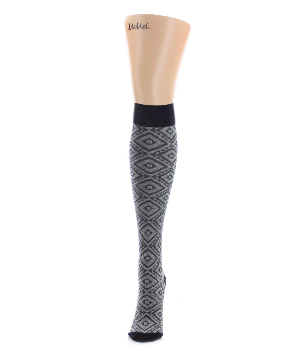 Women's Diamond Cut Knee-High Socks : Color: Black