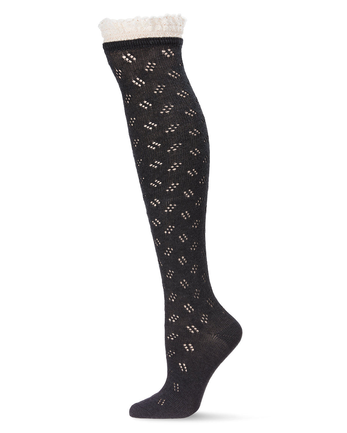 Slanted Class Combed Cotton Over The Knee Sock : Color: Charcoal Heather