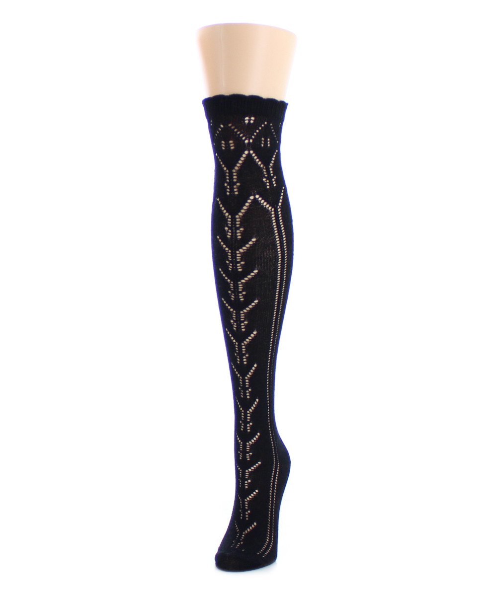 Y-Line Over The Knee Length Combed Cotton Warm Socks : Color: Black